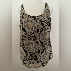 Jaclyn Smith Floral Sleeveless Lined Blouse Size M